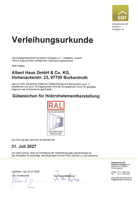 GDF Verleihungs-Urkunde 2025 RAL421_2027